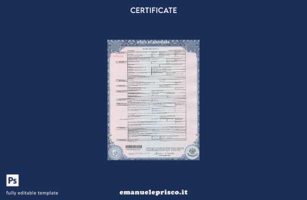 modello di certificato di morte USA Louisiana in stile verificato